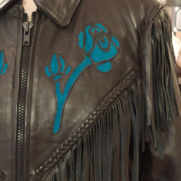 Vintage Shaf Thinsulate Leather Western Fringe Riding Jacket - Picture 10 of 13